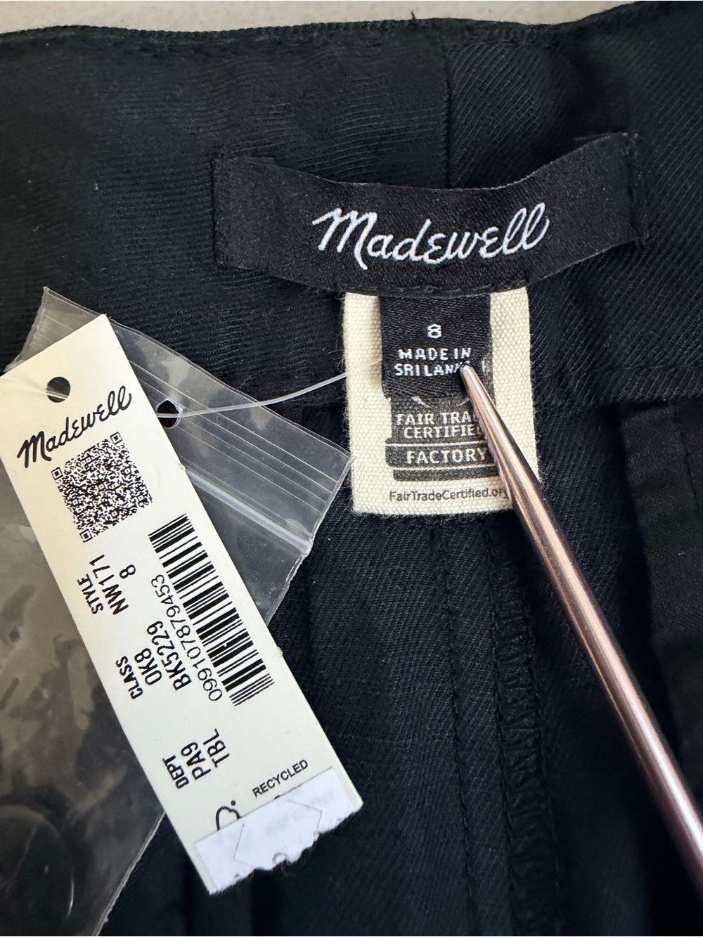 Madewell High Rise Barrel Leg Pants NWT Size 8 Black Pleated Full Length - Picture 9 of 12